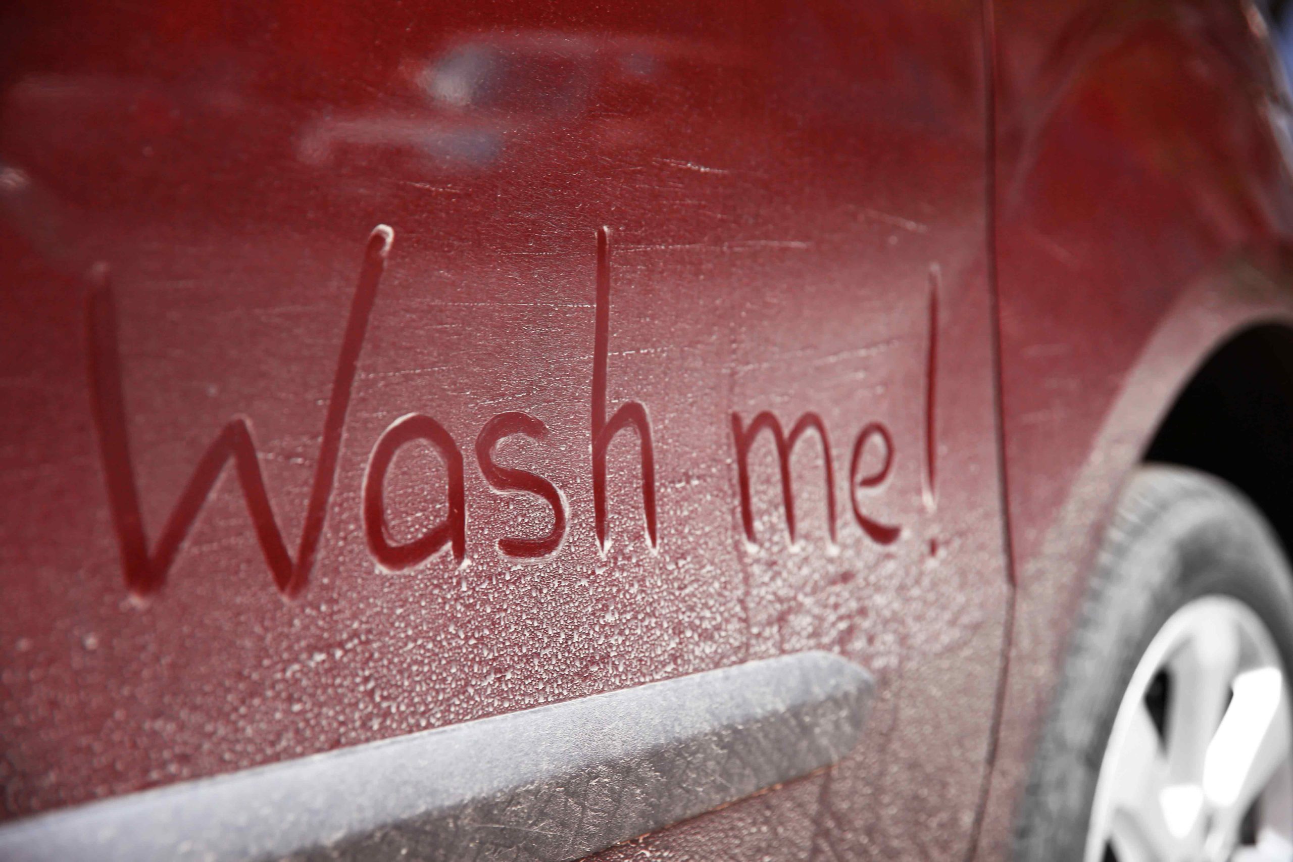 washing car in the rain